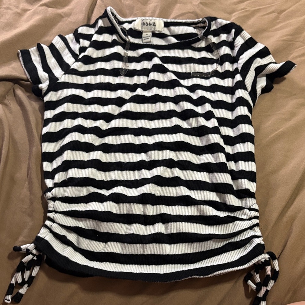Speechless Black and White Striped Kids Tee
